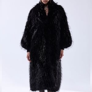 AKIRA Black Faux Fur Coat